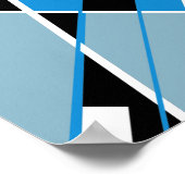 Blauw Blauwgroen wit, zwart, diagonaal, Crisisbree Poster (Hoek)