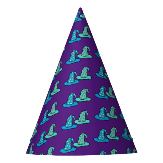Blauw + Blauwgroen wizard Petten Feesthoedjes (Voorkant)
