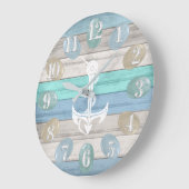 Blauw Blauwgroen - Zee glas / Nautisch / Anker Grote Klok (Hoek)