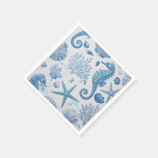 Blauw Blauwgroen zeepaardschelp zeesterren oceaanp Servet (Hoek)