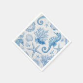 Blauw Blauwgroen zeepaardschelp zeesterren oceaanp Servet (Hoek)