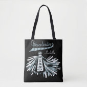 Blauw Blauwgroen, zwart en wit Glitter Cheerleader Tote Bag (Voorkant)
