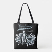 Blauw Blauwgroen, zwart en wit Glitter Cheerleader Tote Bag (Achterkant)