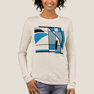 Blauw Blauwgroen Zwart MCM Look Mozaïek Geometrisc Tri-Blend Shirt