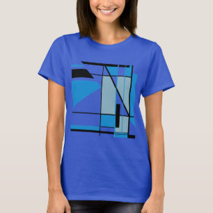 Blauw Blauwgroen Zwart Mozaïek MCM Look Geometrisc T-shirt