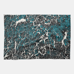 Blauw Blauwgroen zwart wit Abstract patroon Theedoek