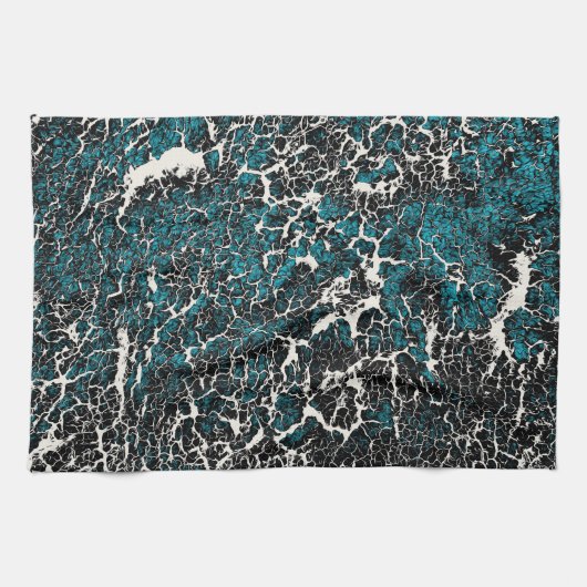Blauw Blauwgroen zwart wit Abstract patroon Theedoek (Horizontaal)
