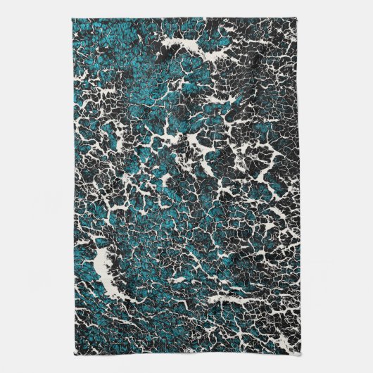 Blauw Blauwgroen zwart wit Abstract patroon Theedoek (Verticaal)