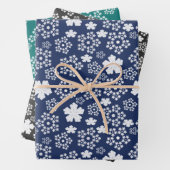 Blauw, Blauwgroen, Zwart & Wit Ster & Sneeuwvlok P Inpakpapier Vel (In situ)