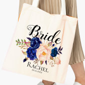  blauw bleekroze bruinbruid huwelijk tote bag