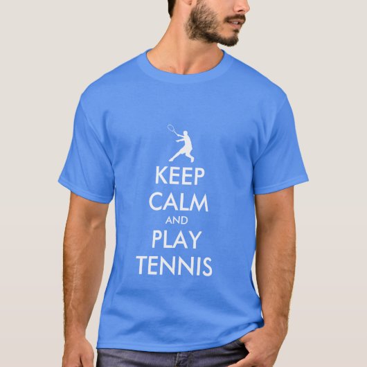 Blauw Blijf kalm en tennis T-shirt spelen (Voorkant)