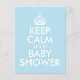 BLAUW BLIJF KALM HET IS EEN BABY SHOWER UITNODIGING BRIEFKAART