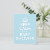 BLAUW BLIJF KALM HET IS EEN BABY SHOWER UITNODIGING BRIEFKAART (Staand voorkant)