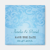Blauw Bloei Bruiloft Save the Date Magnet (Voorkant)