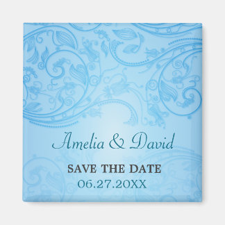 Blauw Bloei Bruiloft Save the Date Magnet