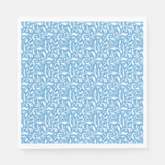 Blauw bloeiend printpapier servet (Voorkant)