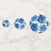 Blauw Bloeiend Waterverf Bloem Botanisch Wit Confetti (Voorkanten)