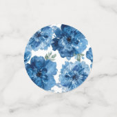 Blauw Bloeiend Waterverf Bloem Botanisch Wit Confetti (Kleine voorkant)