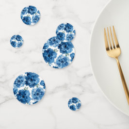 Blauw Bloeiend Waterverf Bloem Botanisch Wit Confetti