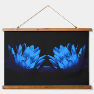 Blauw Bloeiende Waterlelie Lotus Bloem Abstract Hangend Wandkleed