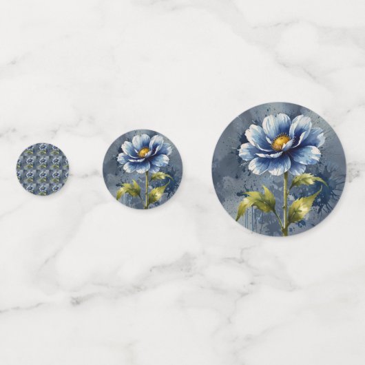 Blauw bloem aquarel patroon confetti (Achterkanten)