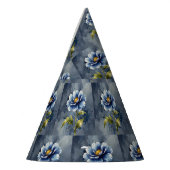 Blauw bloem aquarel patroon feesthoedjes (Links)