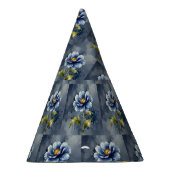 Blauw bloem aquarel patroon feesthoedjes (Rechts)