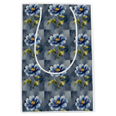 Blauw bloem aquarel patroon medium cadeauzakje (Voorkant)