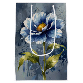 Blauw bloem aquarel patroon medium cadeauzakje