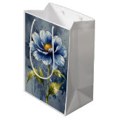 Blauw bloem aquarel patroon medium cadeauzakje (Achterkant Gekanteld)
