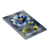 Blauw bloem aquarel patroon notitieboek (Rechterzijde)