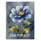 Blauw bloem aquarel patroon notitieboek (Voorkant)
