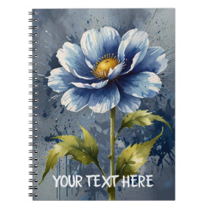 Blauw bloem aquarel patroon notitieboek
