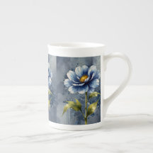 Blauw bloem aquarel patroon