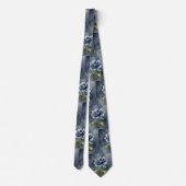 Blauw bloem aquarel patroon stropdas (Achterkant)