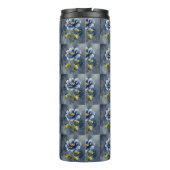 Blauw bloem aquarel patroon thermosbeker (Achterkant)