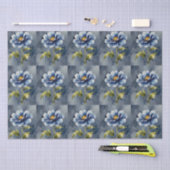 Blauw bloem aquarel patroon tissuepapier (Craft)