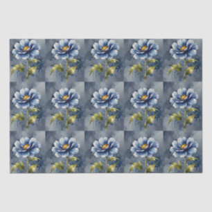 Blauw bloem aquarel patroon tissuepapier