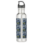 Blauw bloem aquarel patroon waterfles  (Achterkant)