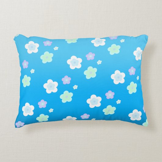 Blauw Bloem Bloem Gradiënt kleurrijk Patroon Accent Kussen (Voorkant)