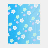 Blauw Bloem Bloem Gradiënt kleurrijk Patroon Fleece Deken (Voorkant)
