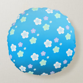 Blauw Bloem Bloem Gradiënt kleurrijk Patroon Rond Kussen