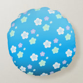 Blauw Bloem Bloem Gradiënt kleurrijk Patroon Rond Kussen (Achterkant)