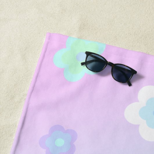 Blauw Bloem Bloem Gradiënt kleurrijk Patroon Strandlaken (In situ)