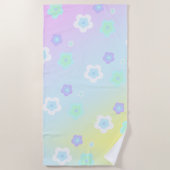 Blauw Bloem Bloem Gradiënt kleurrijk Patroon Strandlaken (Voorkant)