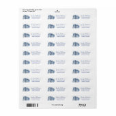 Blauw Bloem Boek Retouradres Etiket (Full Sheet)