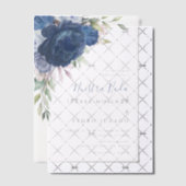 Blauw Bloem Boeket Nuestra Boda Spaans Bruiloft Vellum Uitnodigingen (Offset (Uitnodiging))