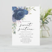 Blauw Bloem Boeket Zoet Zestien 16 Verjaardag Kaart (Staand voorkant)