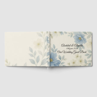 Blauw Bloem Bruiloft Gastboek – Persoonlijk  Gastenboek