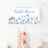 Blauw bloem bruiloft shower banner (Insitu)